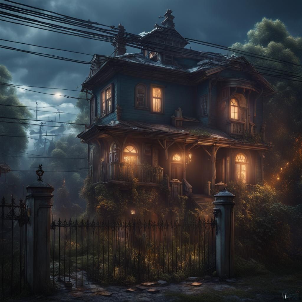 High-Voltage House: Detailed Matte Painting