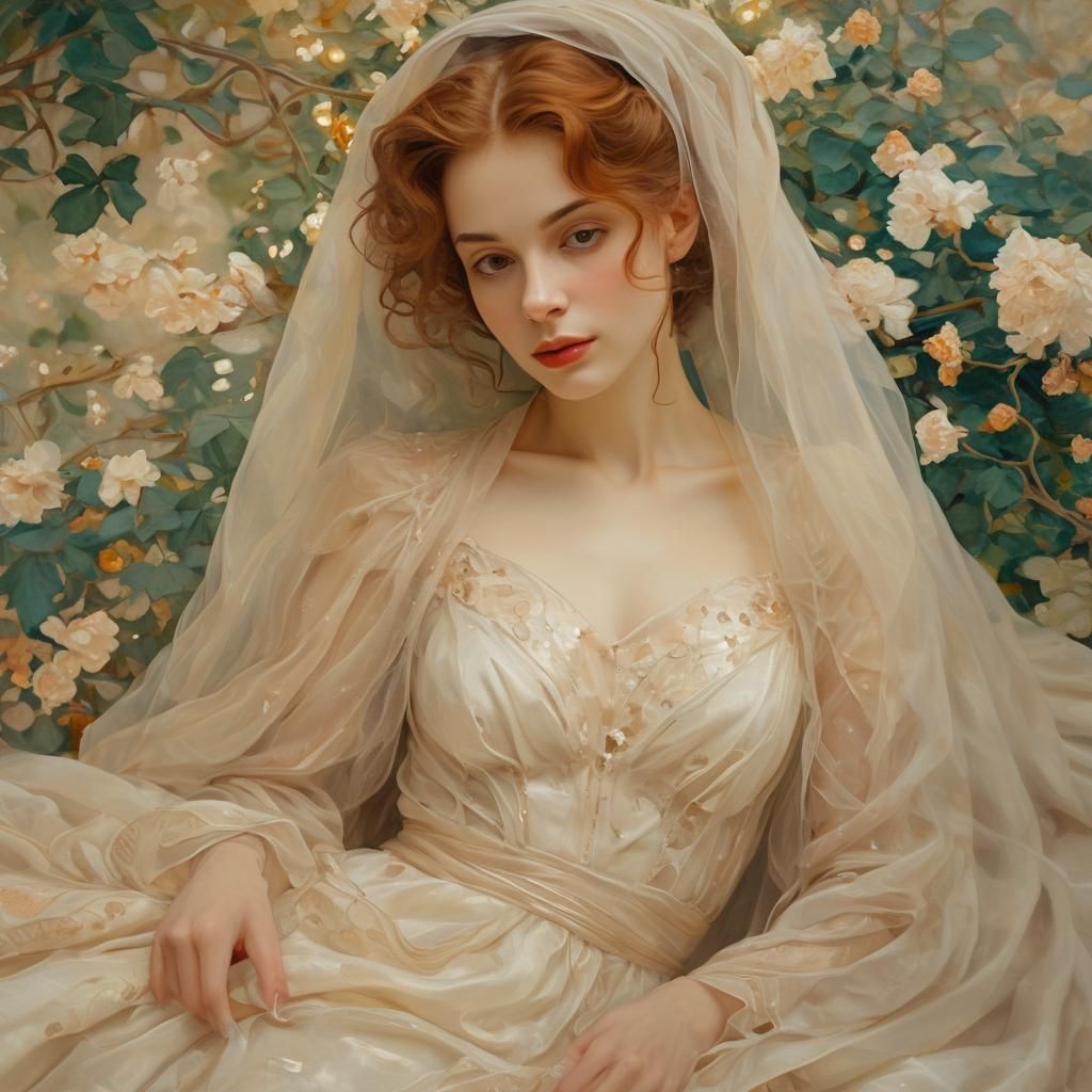 Elegant Woman in Dream Garden: Luminous Portrait