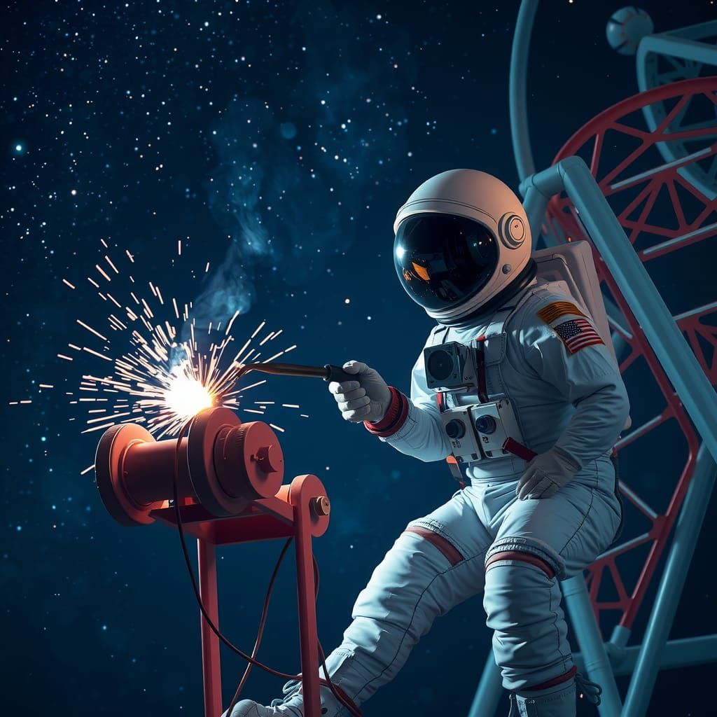 Astronaut Repairs Rollercoaster in Deep Space