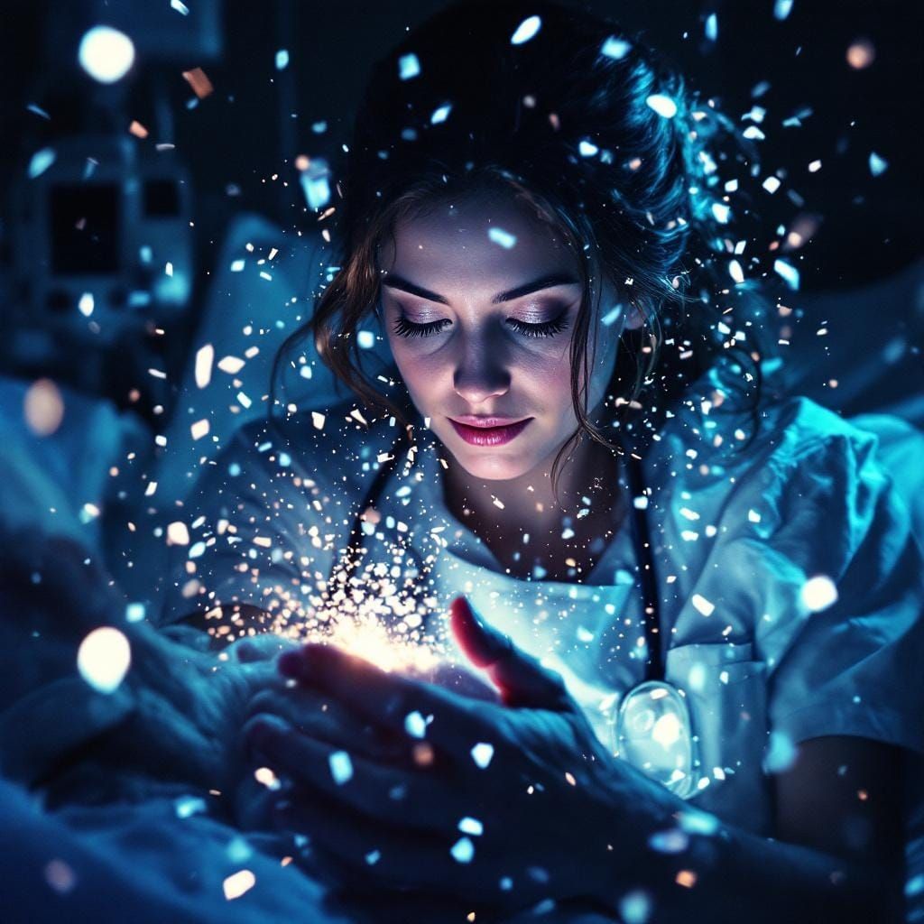 Nurse Comforting Patient: Cinematic Chiaroscuro Portrait