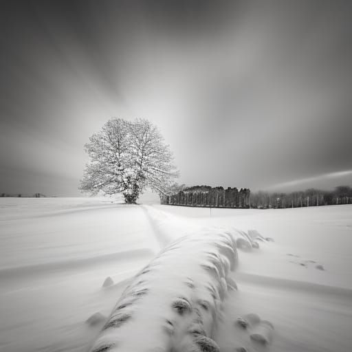 Snowy Landscape with Leafless Trees in Soft Focus