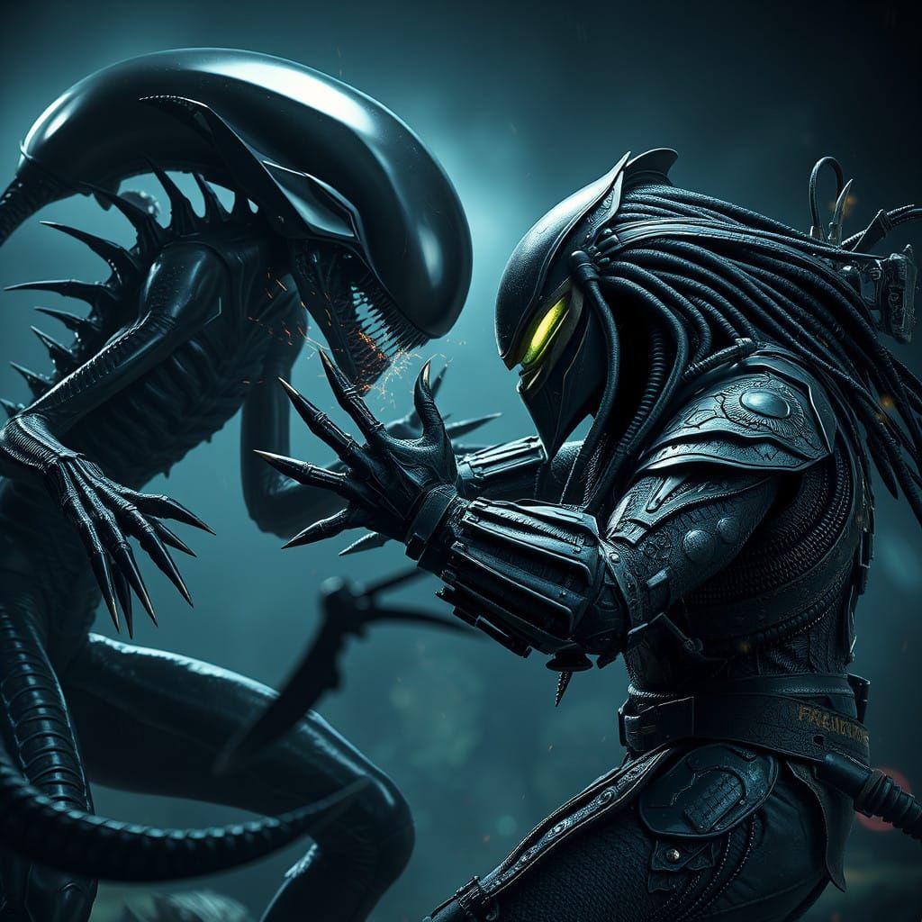 Alien vs Predator Epic Battle in Dark Alien Jungle