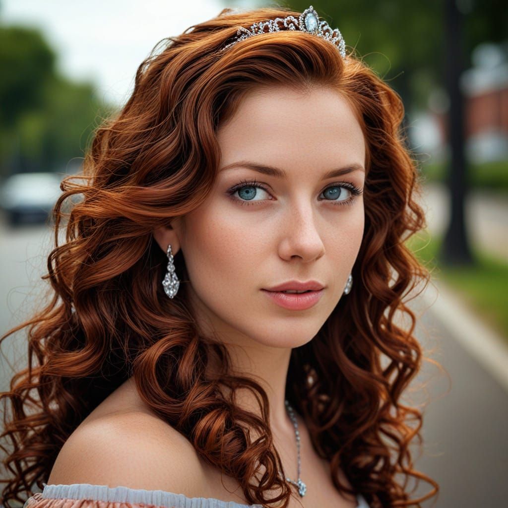Ethereal Redhead Woman in Diamond Adornments