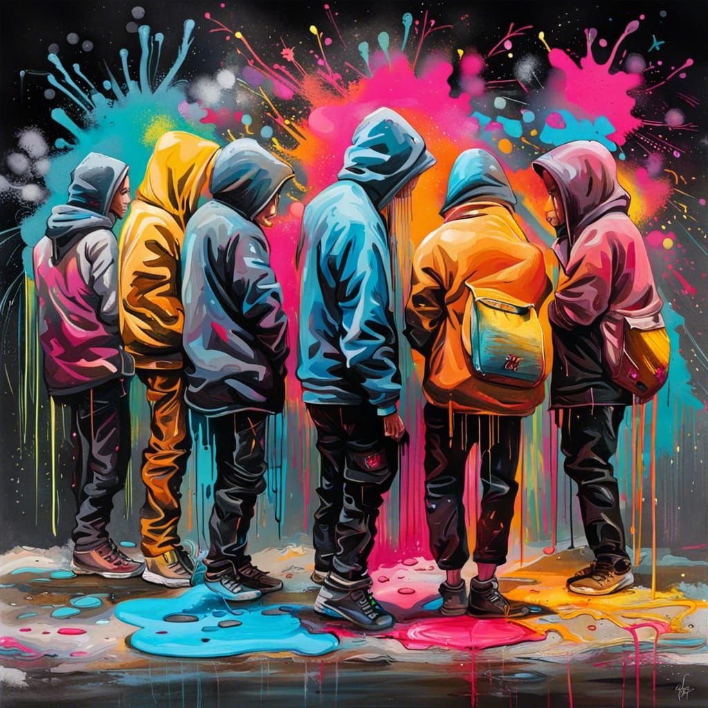 Colorful Graffiti Art with Oil Gouache and Acrylic