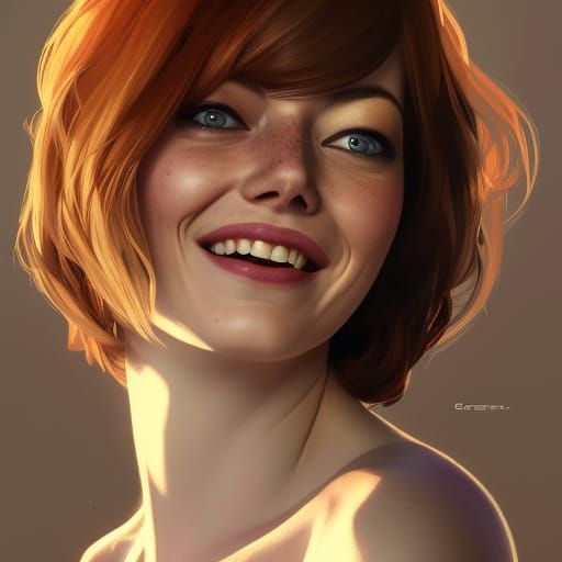 Hyperrealistic Portrait of a Smiling Woman
