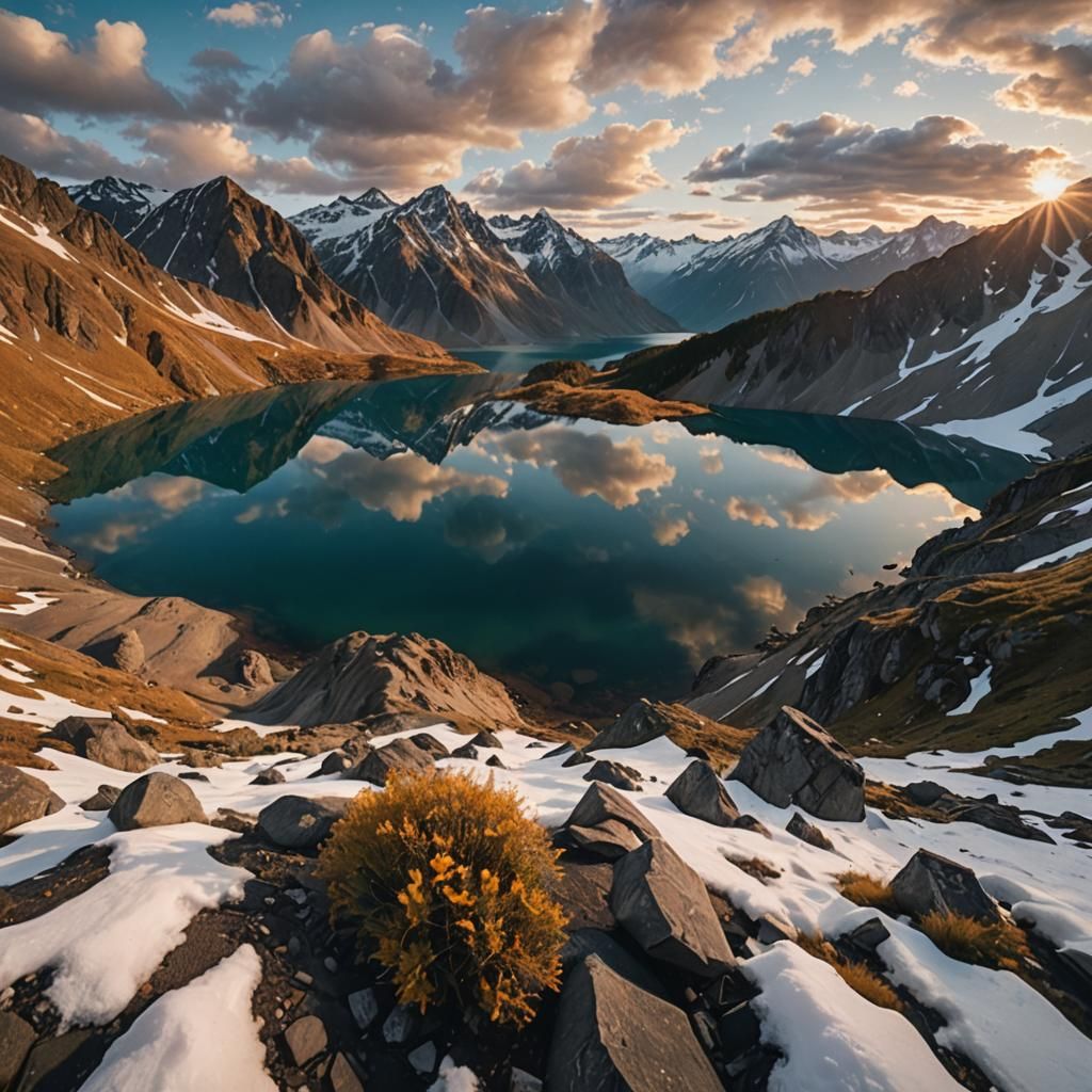 GoPro Camera in Sweeping Mountain Landscape