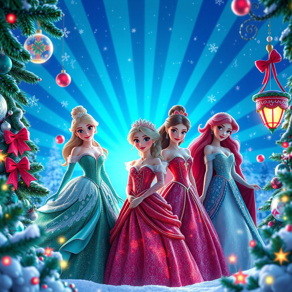 Disney Princesses Celebrate Christmas in Winter Wonderland