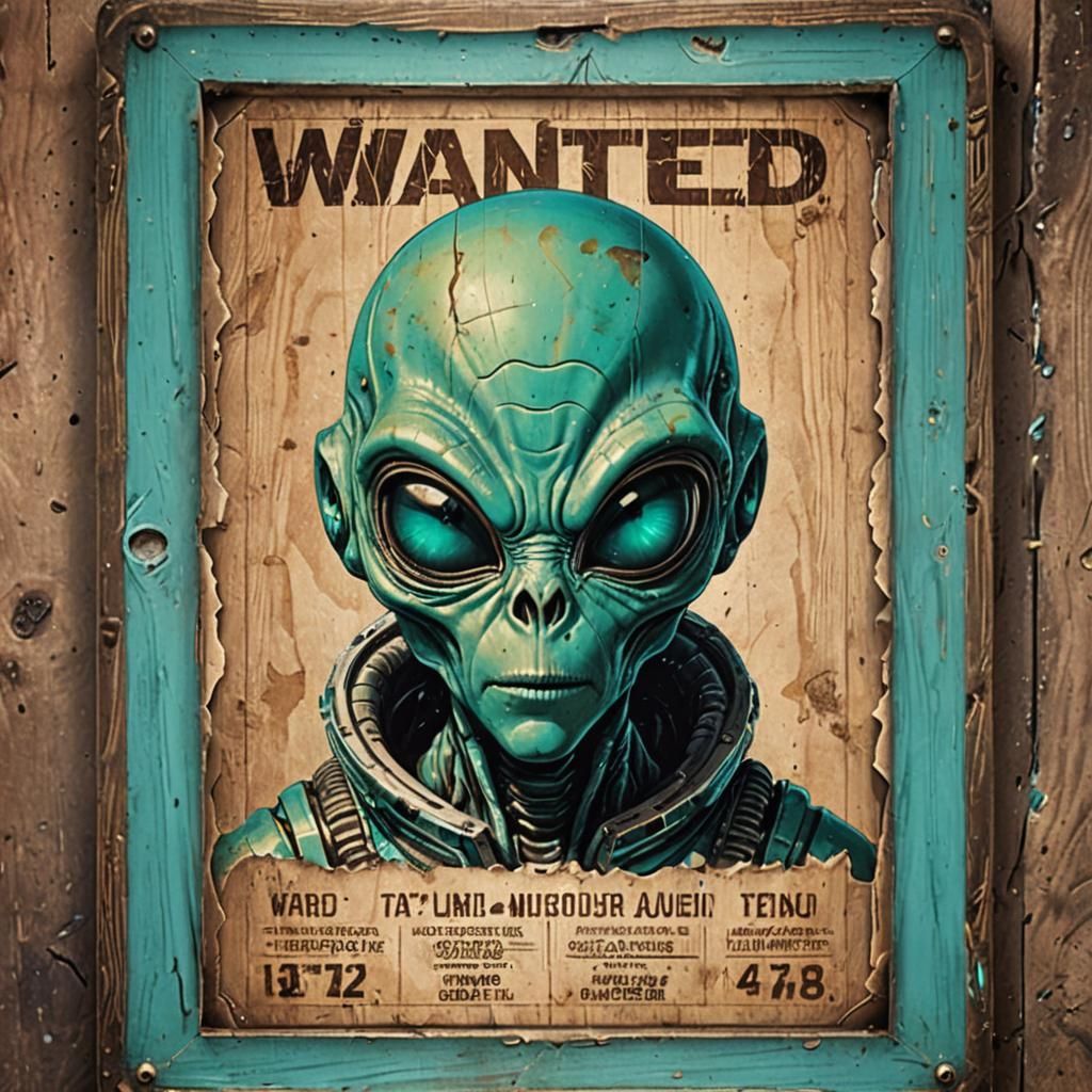 Retro-Futuristic Alien Wanted Poster Art