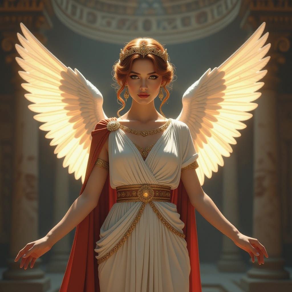 Ethereal Etruscan Goddess in Ancient Palace