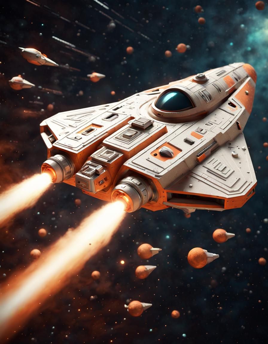 Elegant Small Spaceship in Retro Sci-Fi Style