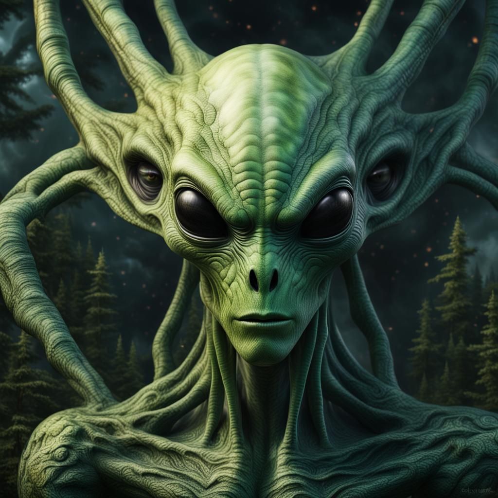 Photorealistic Alien Portrait in Sylvan Style