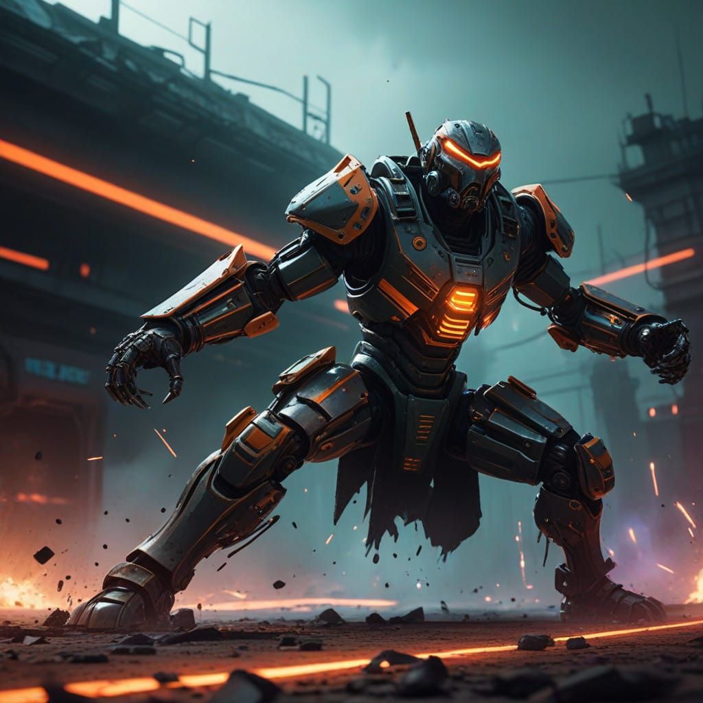 Neon Gridiron Warriors Clash in Cyberpunk Arena