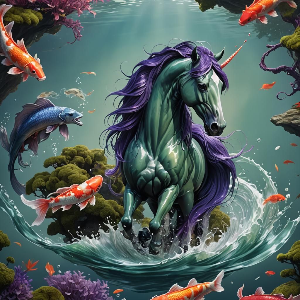Majestic Hippocampus in Vibrant Digital Illustration