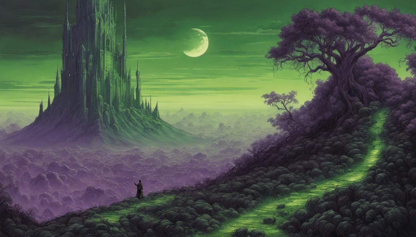 Sci-Fi Tower on Fantasy Planet in Horror Style