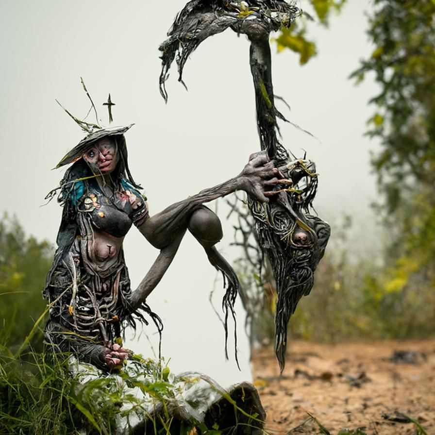Detailed Portrait of Cursed Tribal Witch