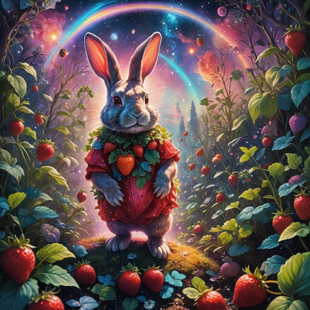 Cosmic Rabbit in Strawberry Costume