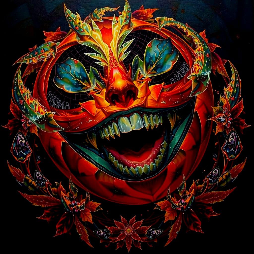 Abstract Botanical Crystal Optical Illusion Art