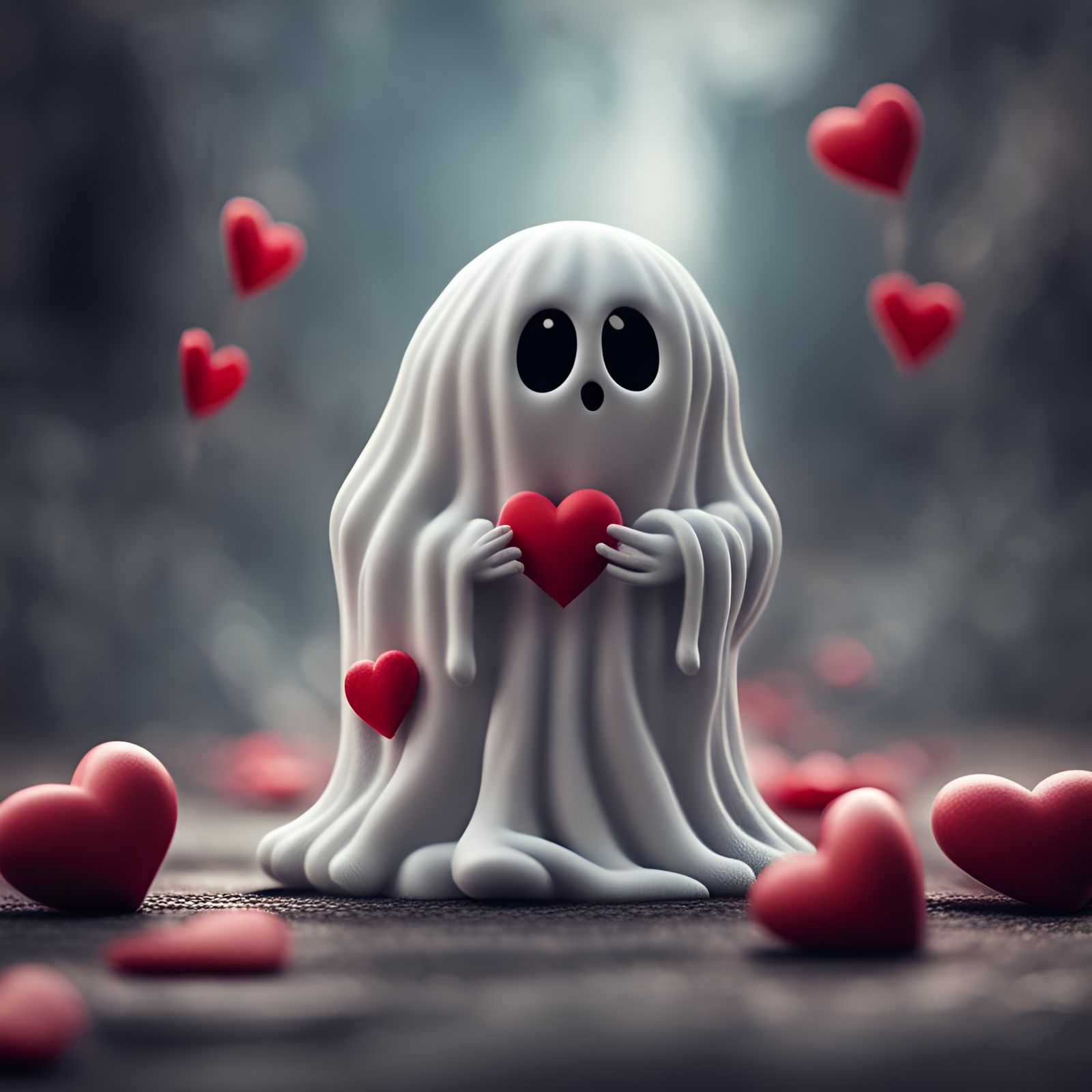 Hyperrealistic Valentine's Day Ghost in High Definition