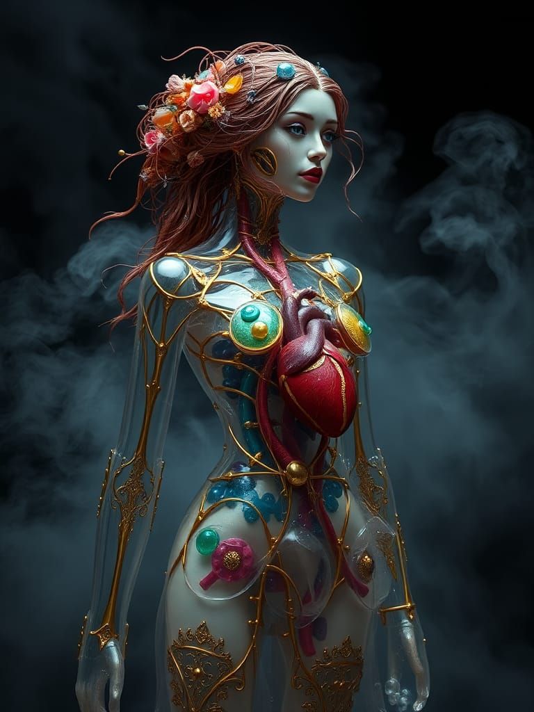 Glass Android Dreamscape in a Futuristic Style