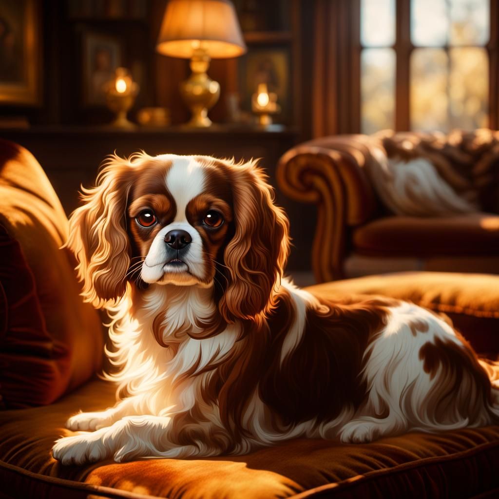Cavalier King Charles Spaniel in Cozy Living Room