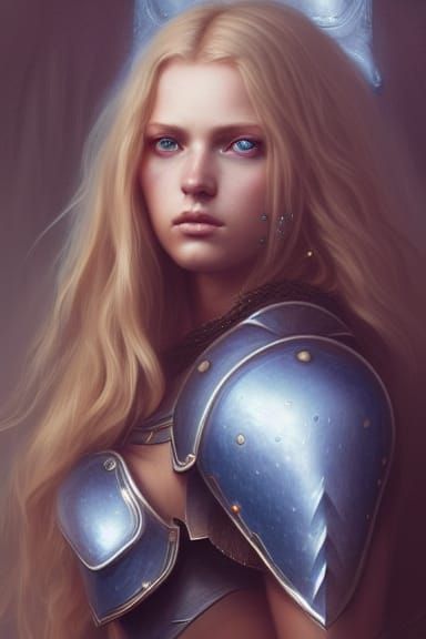 Warrior girl with wavy blonde hair 10