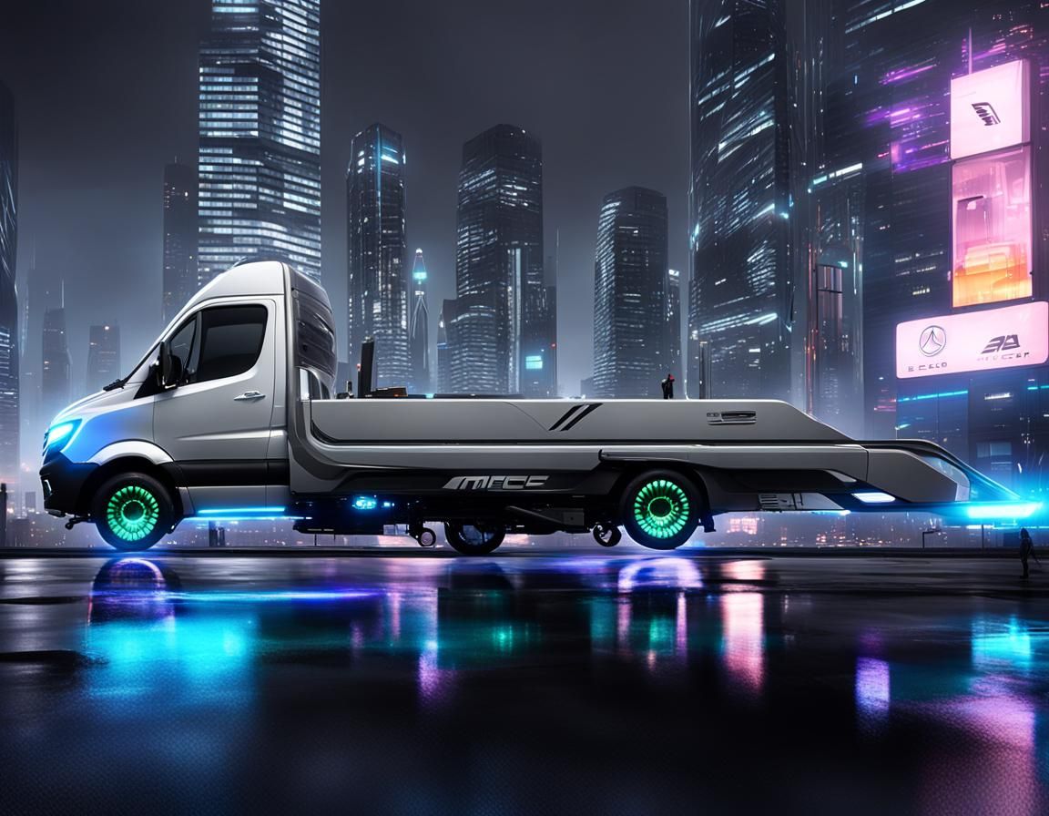 Futuristic AMG-Inspired Mercedes Sprinter Tow Truck in Cyber...