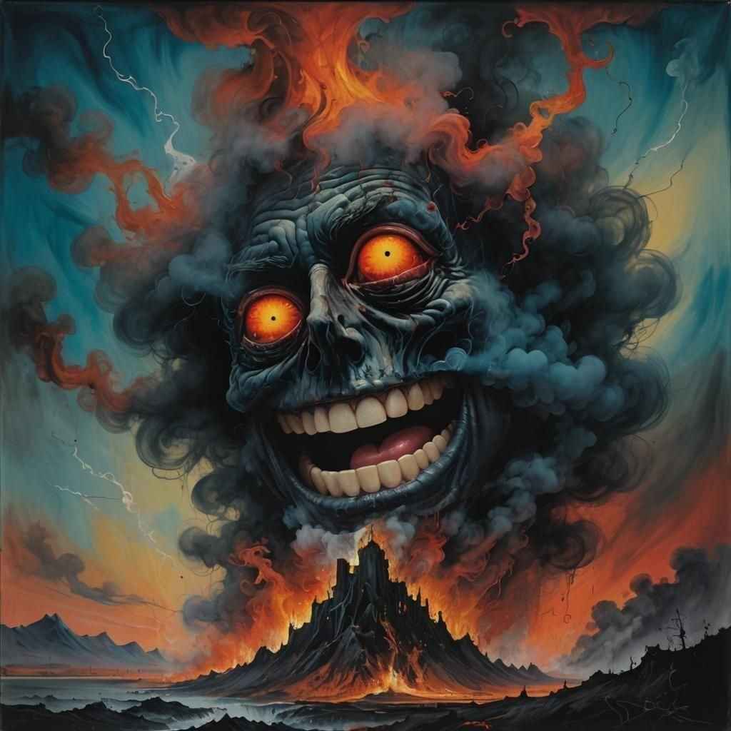 Melting Smiley Face Emoji Made of Smoke