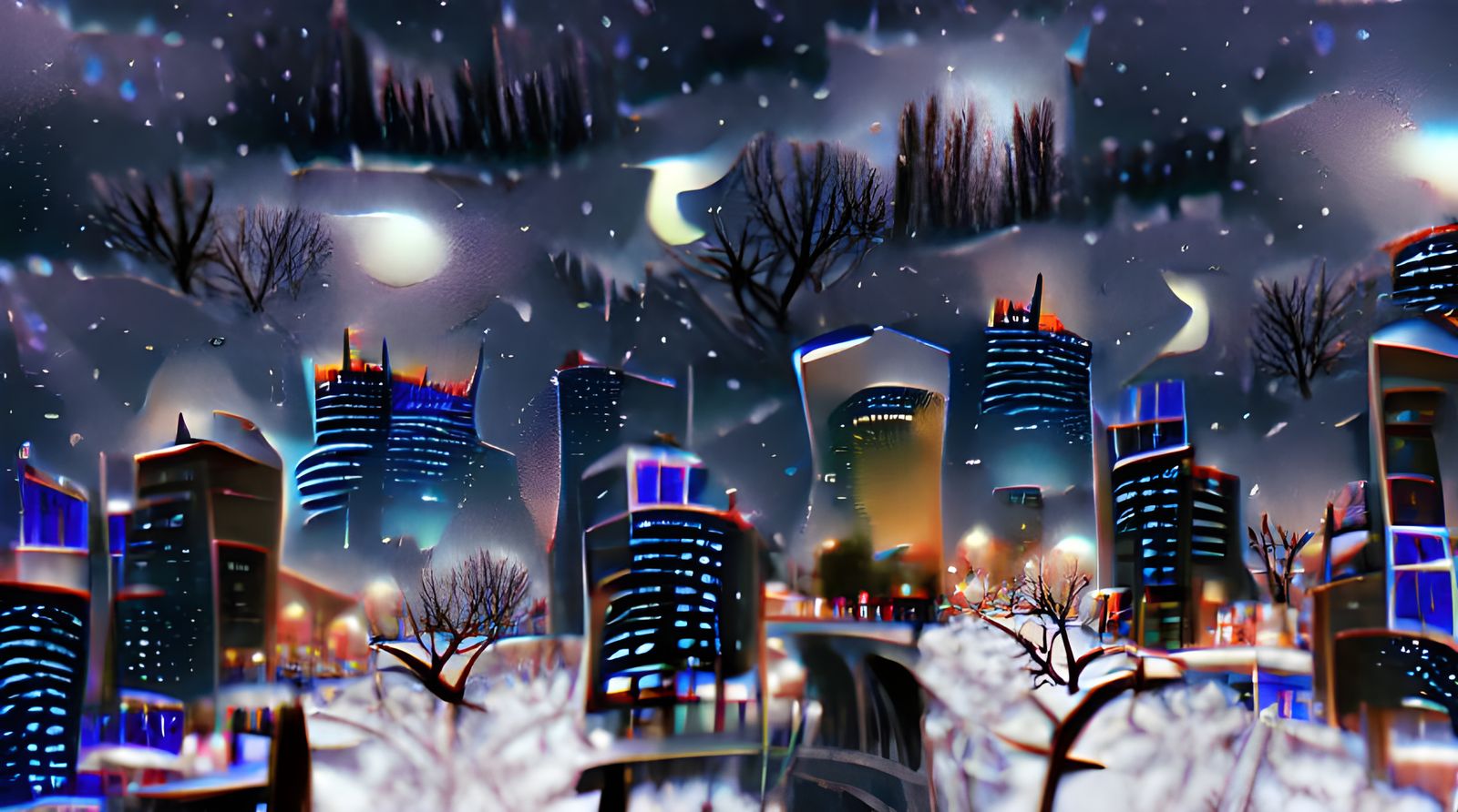Winter Night Cityscape