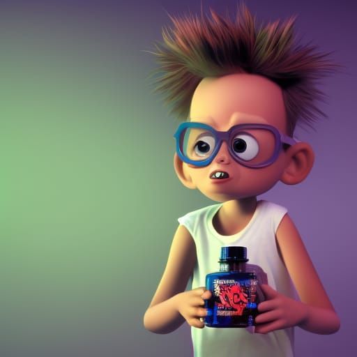 punk rock sick boy with vomit bottle