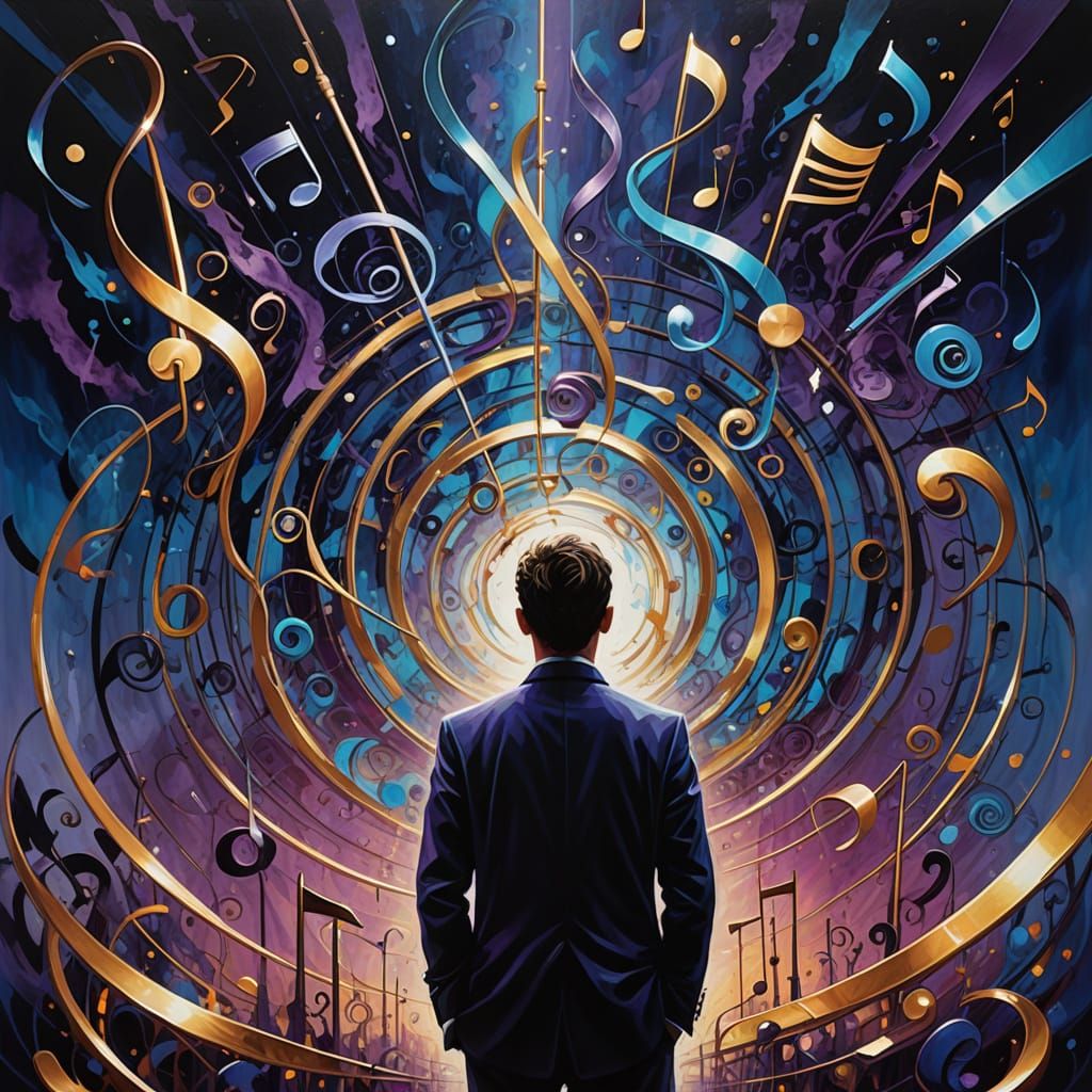 Surreal Musical Score Concept Art in Vibrant Oil Painting