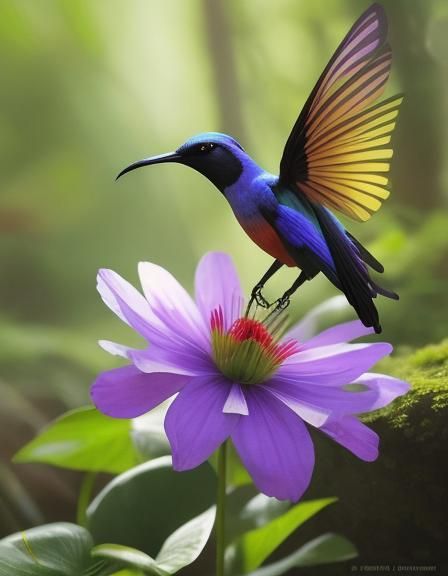 Hummingbird in Flight: Photorealistic Wildlife Photography