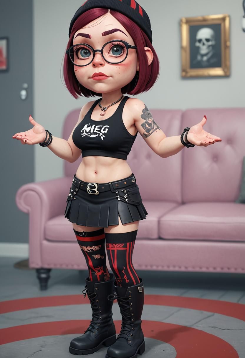 Gothic Punk Meg Griffin with Skull Talisman