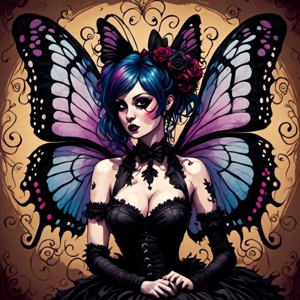 Gothic Butterfly Burlesque Digital Art