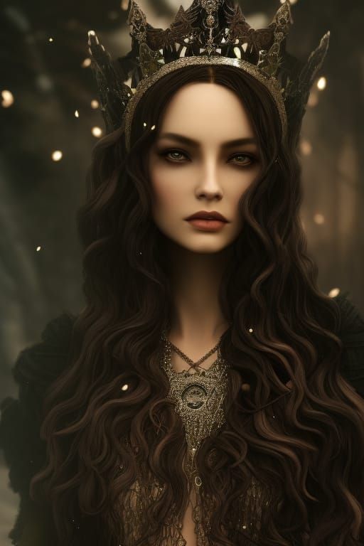 Gorgeous Young Witch with Intricate Crown in HDR