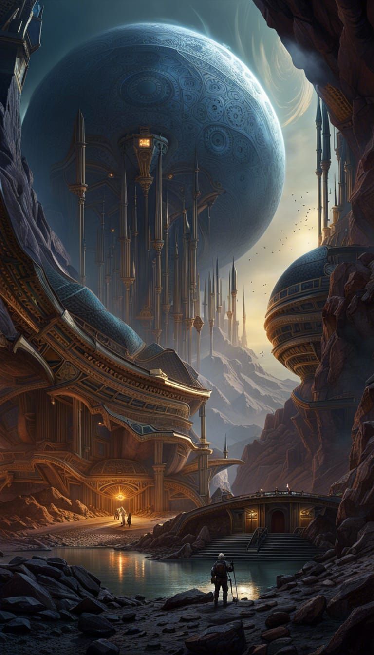 Alien Archeology Discovery in Dark Fantasy Style