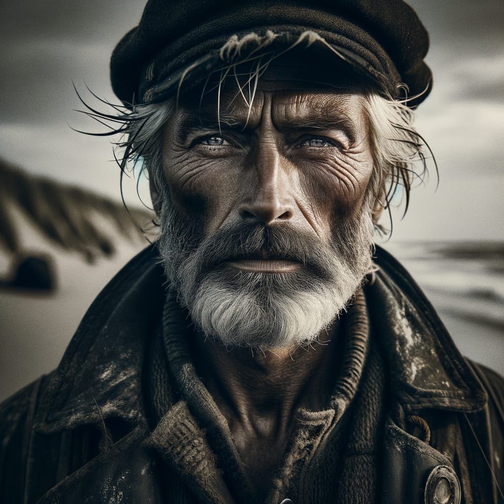 Belgian Shrimp Fisherman: Cinematic Black and White Portrait