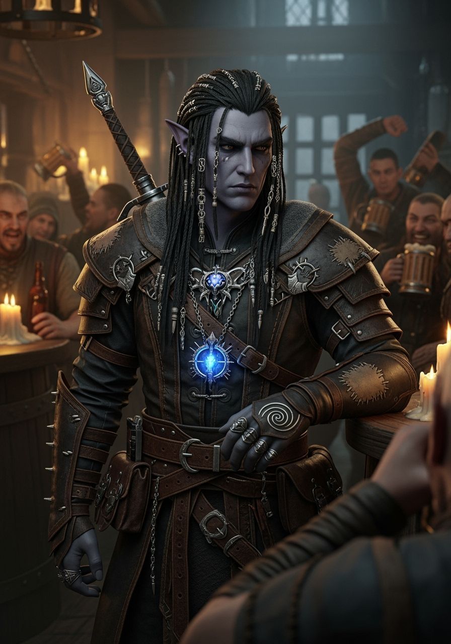 Dark Elf Adventurer in Tavern