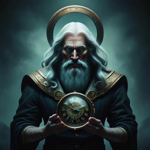 Father Time: Cinematic Film Still in Cosmic Style