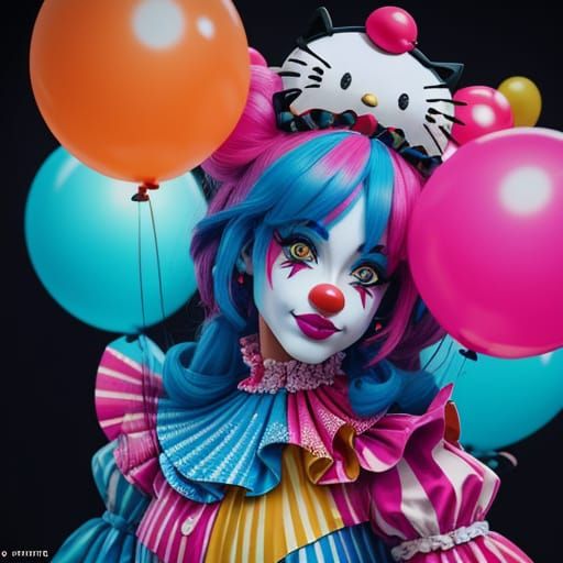 Hello Kitty Clown in Fantasy Circus Concept Art