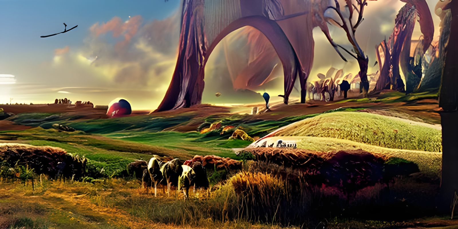 Lush Alien Countryside Painting in 8K Resolution