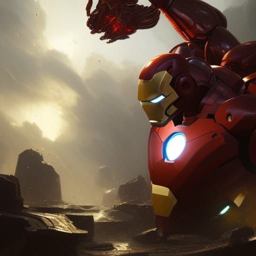 Iron Dragon Man Battles Hulk Buster