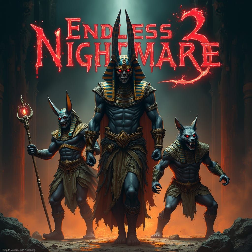 Eerie Ancient Egyptian Horror Scene with Menacing Pharaoh