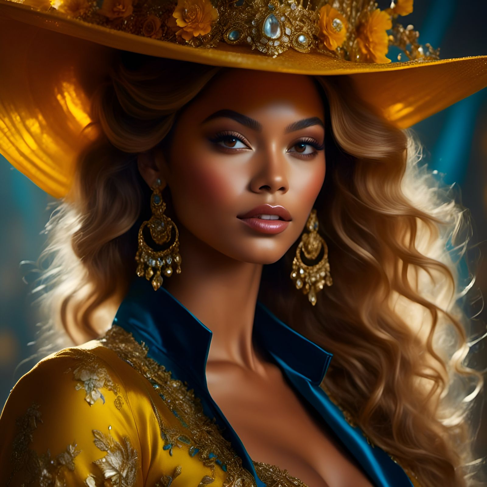 Beyoncé Portrait in Pin-Up and Digital Art Style