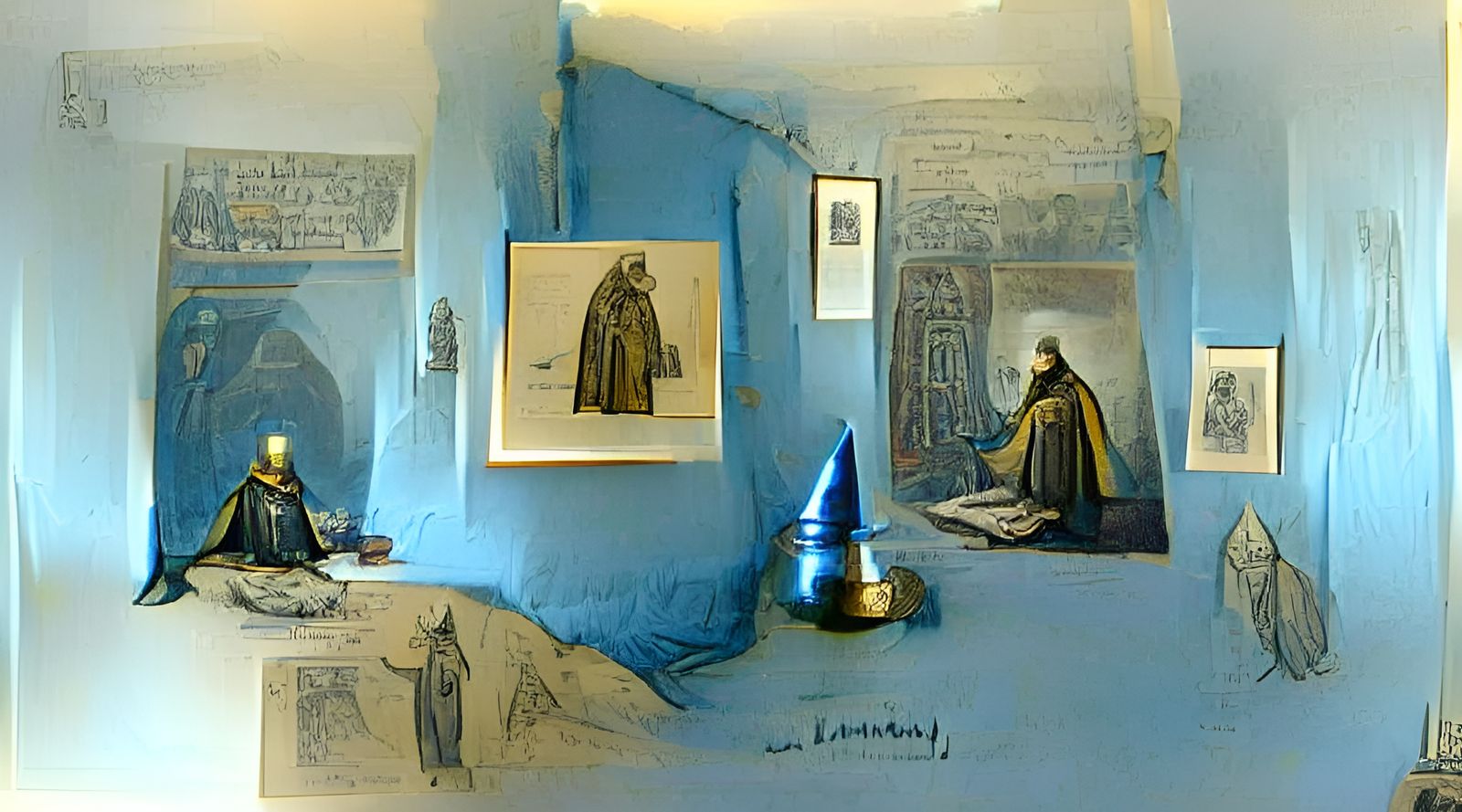 Engraved Hermetic Monk in Perspective Room