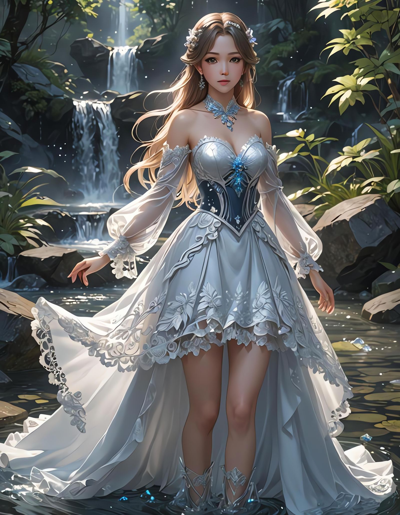 Lacey Crystal Dress: Detailed 3D Anime Art