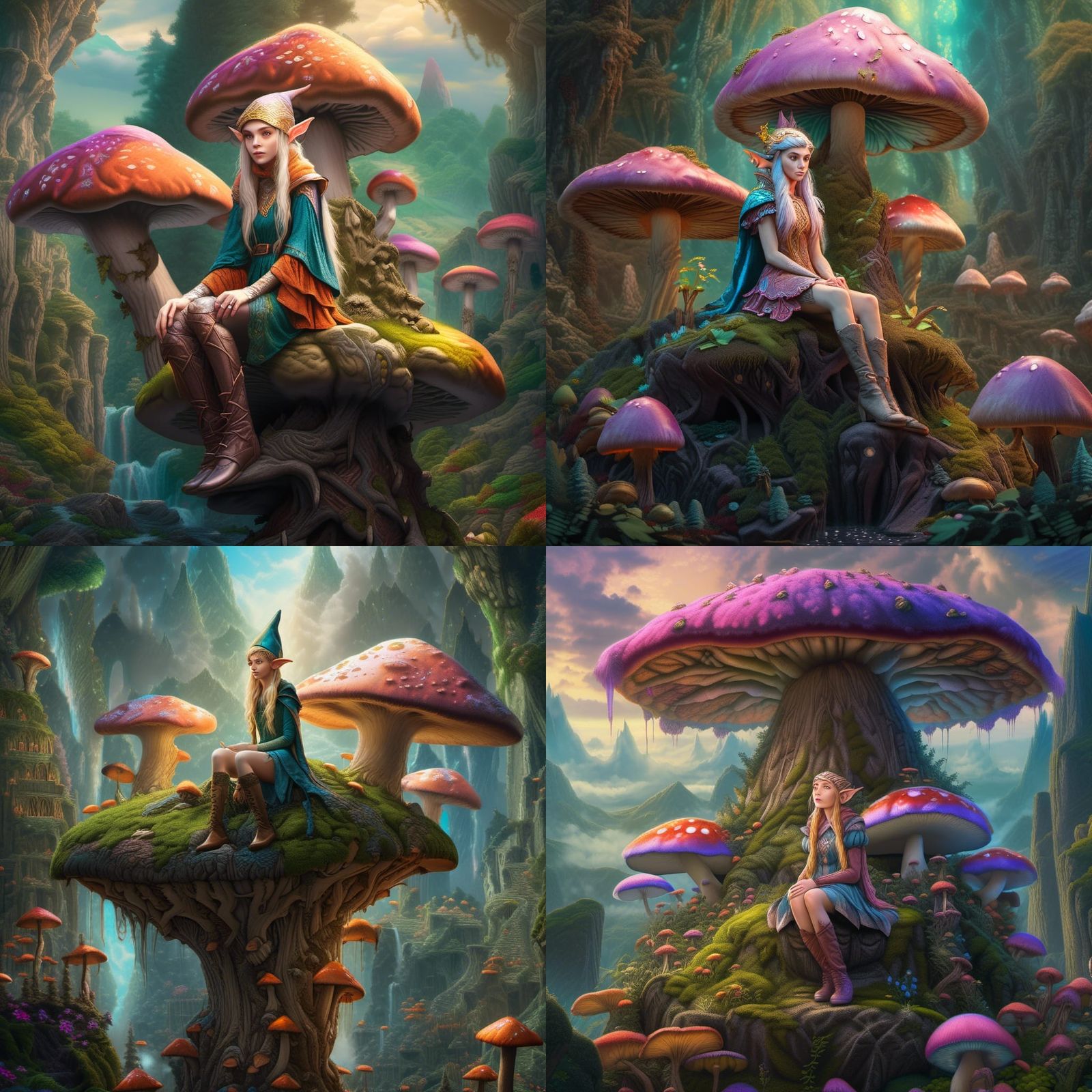 Elf on Mushroom in Middle Earth: Fantasycore Art