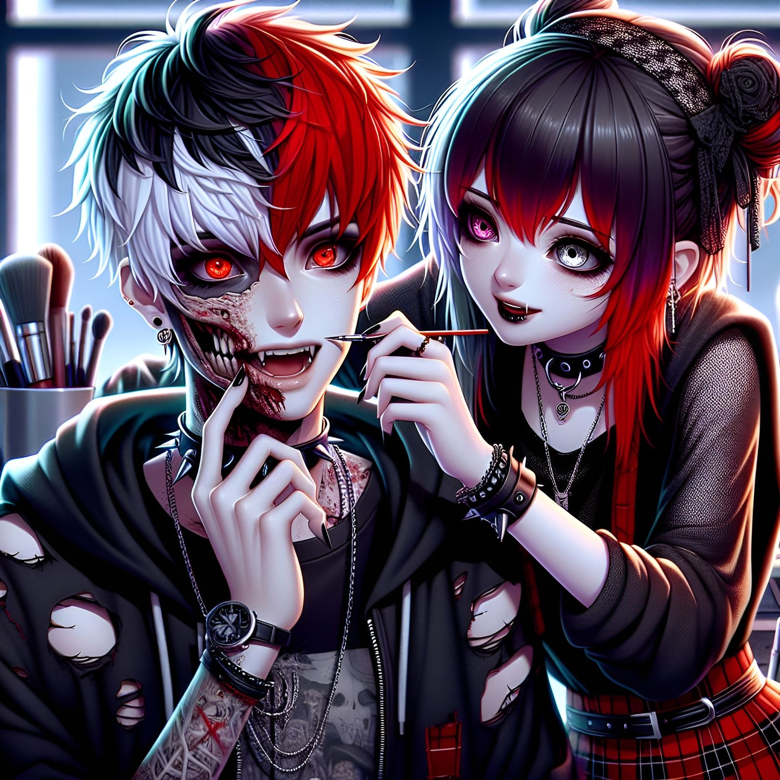 Emo Couple's Zombie Makeover: Cel-Shaded Anime Horror