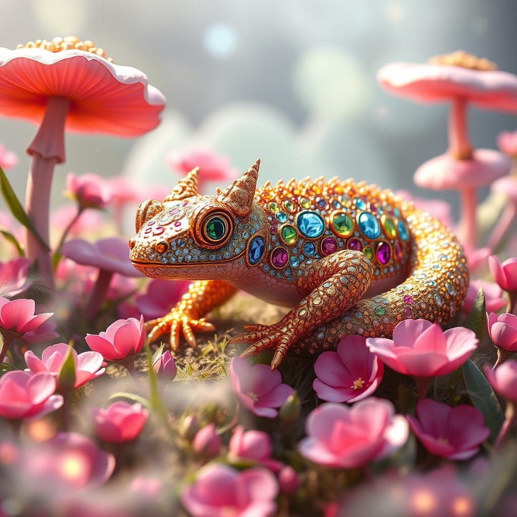 Surreal Salamander in Whimsical Dreamland