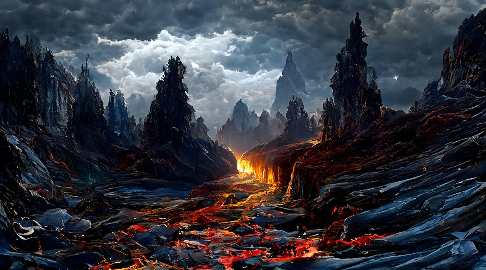 Lava River Erupts in a Dramatic Landscape