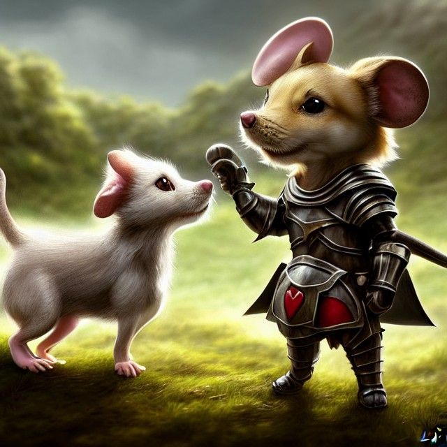 Chibi Mouse and Dog Knights in Lush Valley